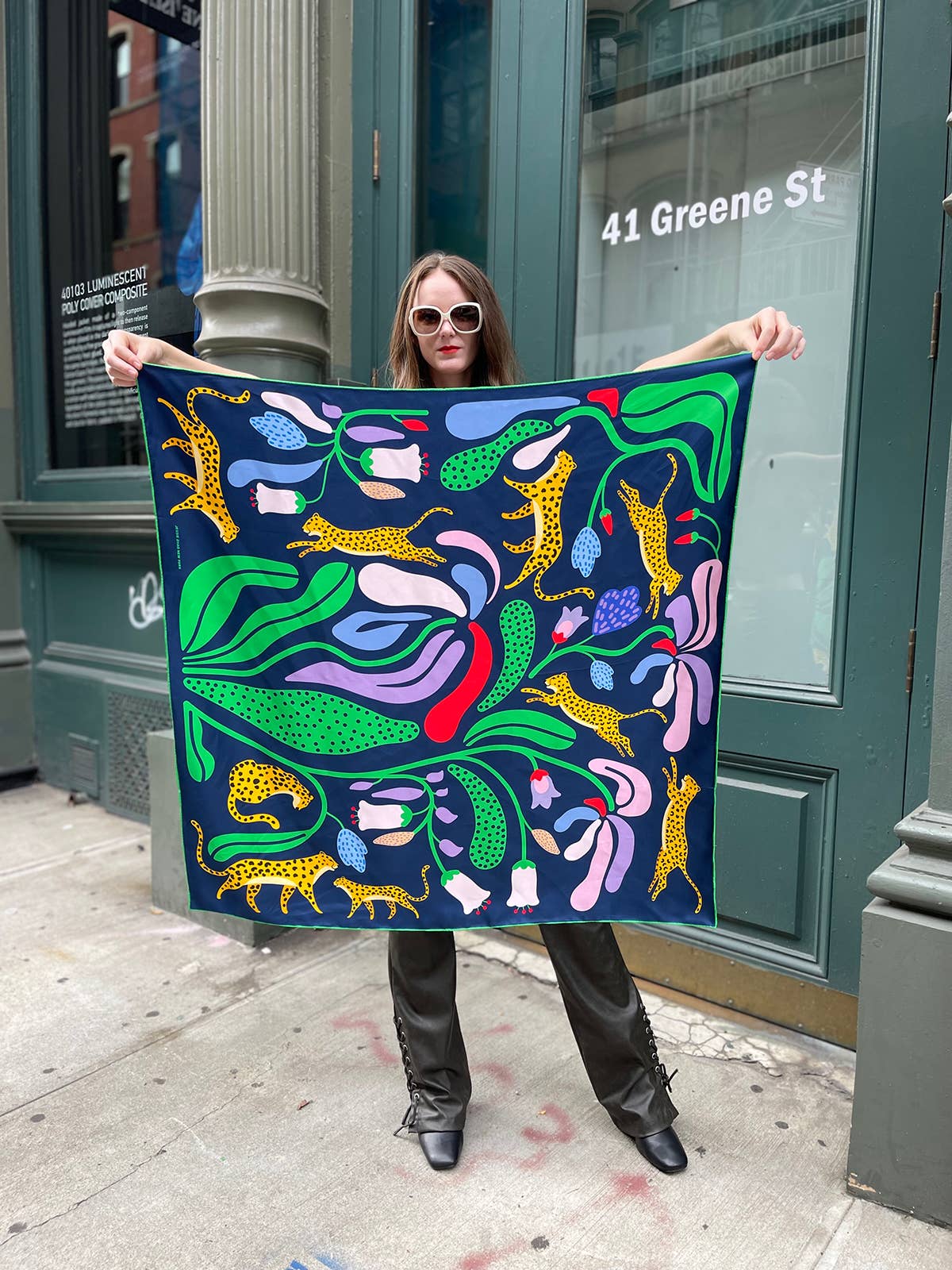 Jessie Zhao New York - Wholesale Scarf - Women's - Double Sided Silk Scarf Of Jungle Night6