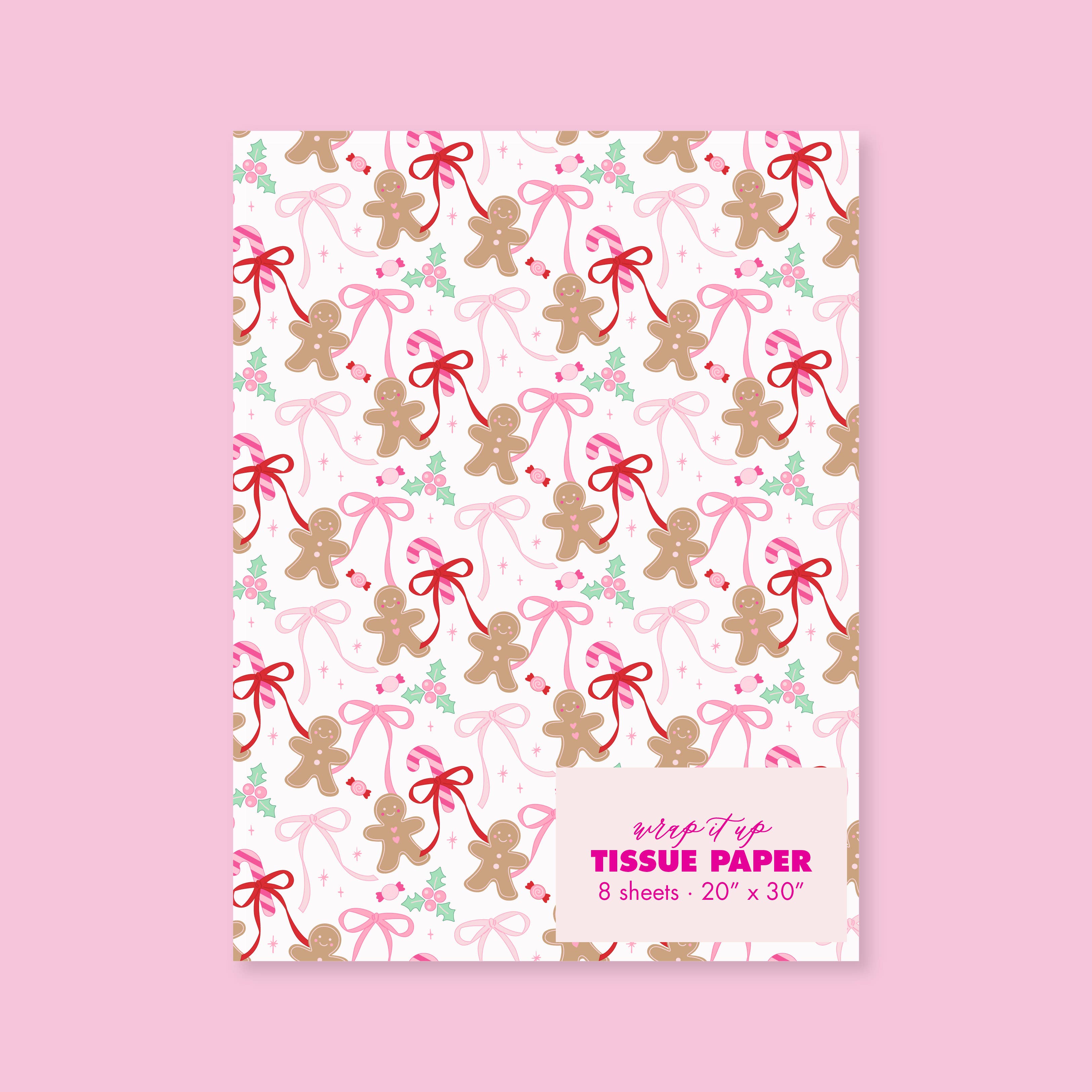 Rock Paper Scissors - Wholesale Tissue paper - Christmas Gingerbread Bows Tissue Paper - Pack of 8 Sheets