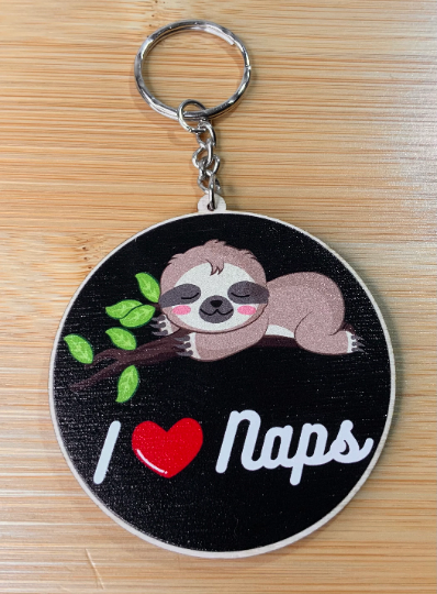 Kims Crafty Corner - Wholesale Keychain - Women's - I love Naps Keychain Charm, Size Approx. 2.5" / 6cm2