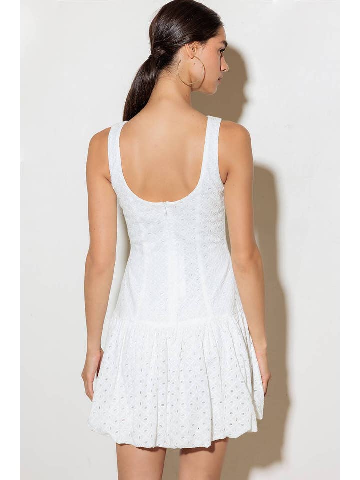 White A solid eyelet mini dress - FD1575 for wholesale on Faire