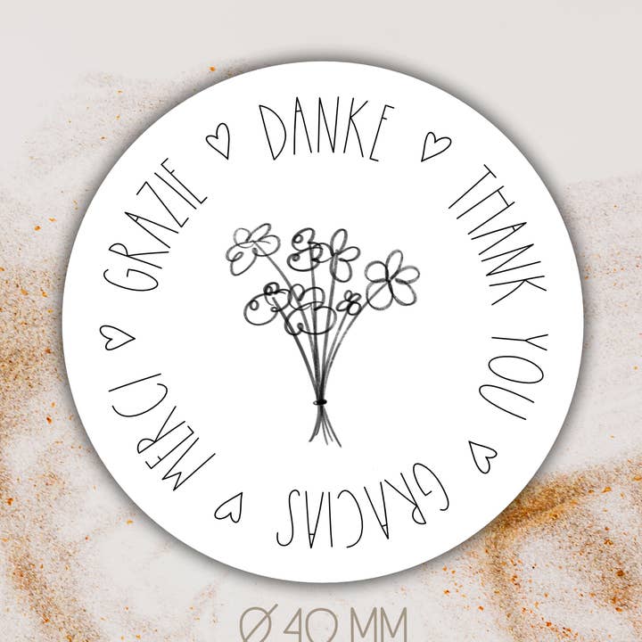 Thank you / Merci / Gracias etiketten Ø 4 cm voor wholesale door mb handmade