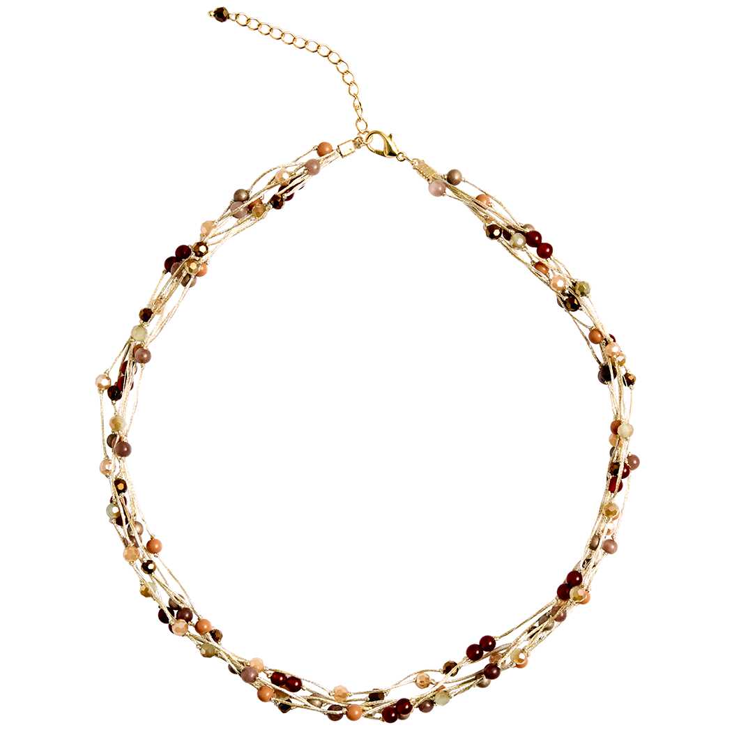 Marquet - Wholesale Beaded/Pearl Necklace - Jill Fair Trade Multistrand Beaded Necklace with Silk4