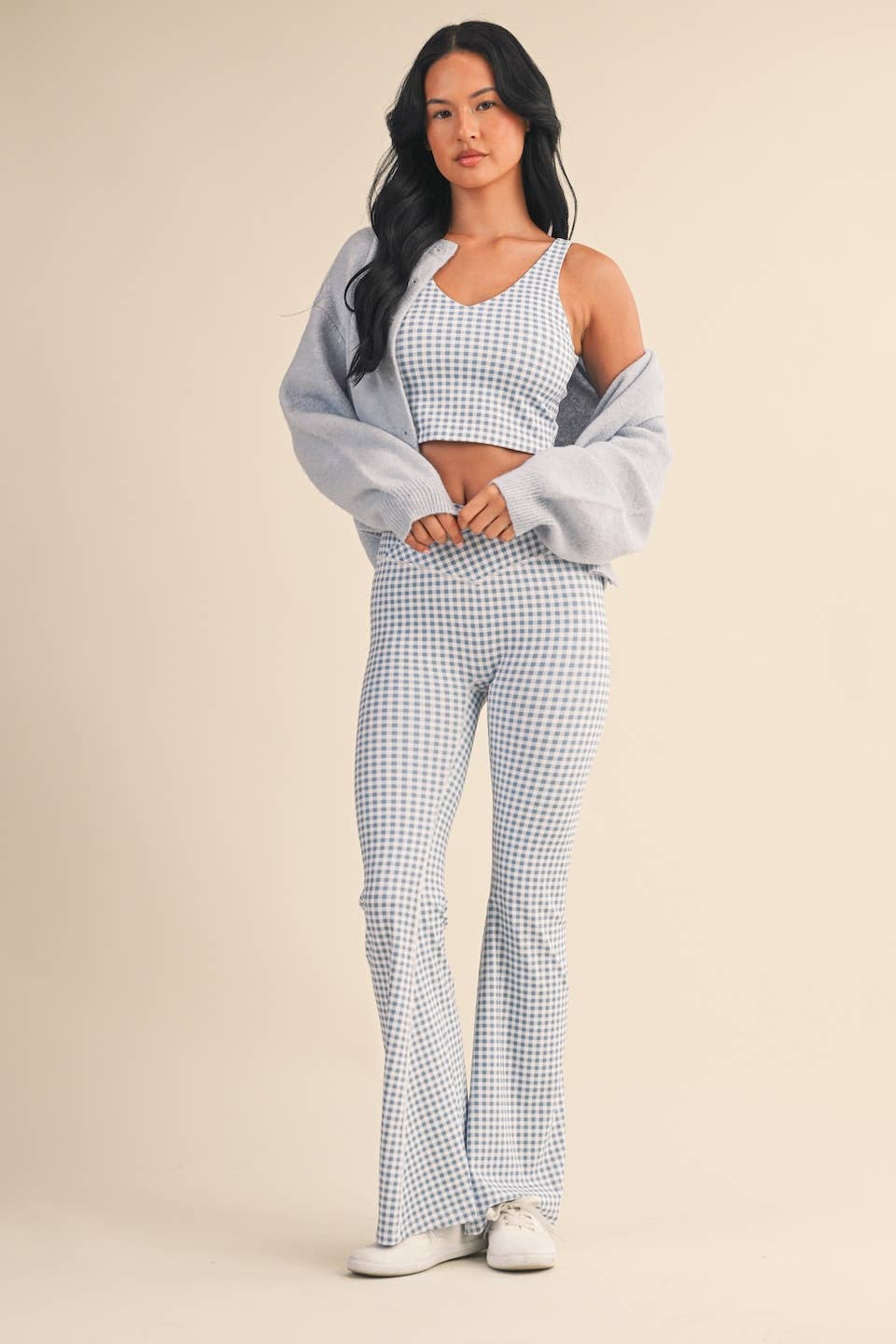 KIMBERLY C - Wholesale Sports Bra - Women's - Gingham Print Aligned Performance Cropped Tank Top16