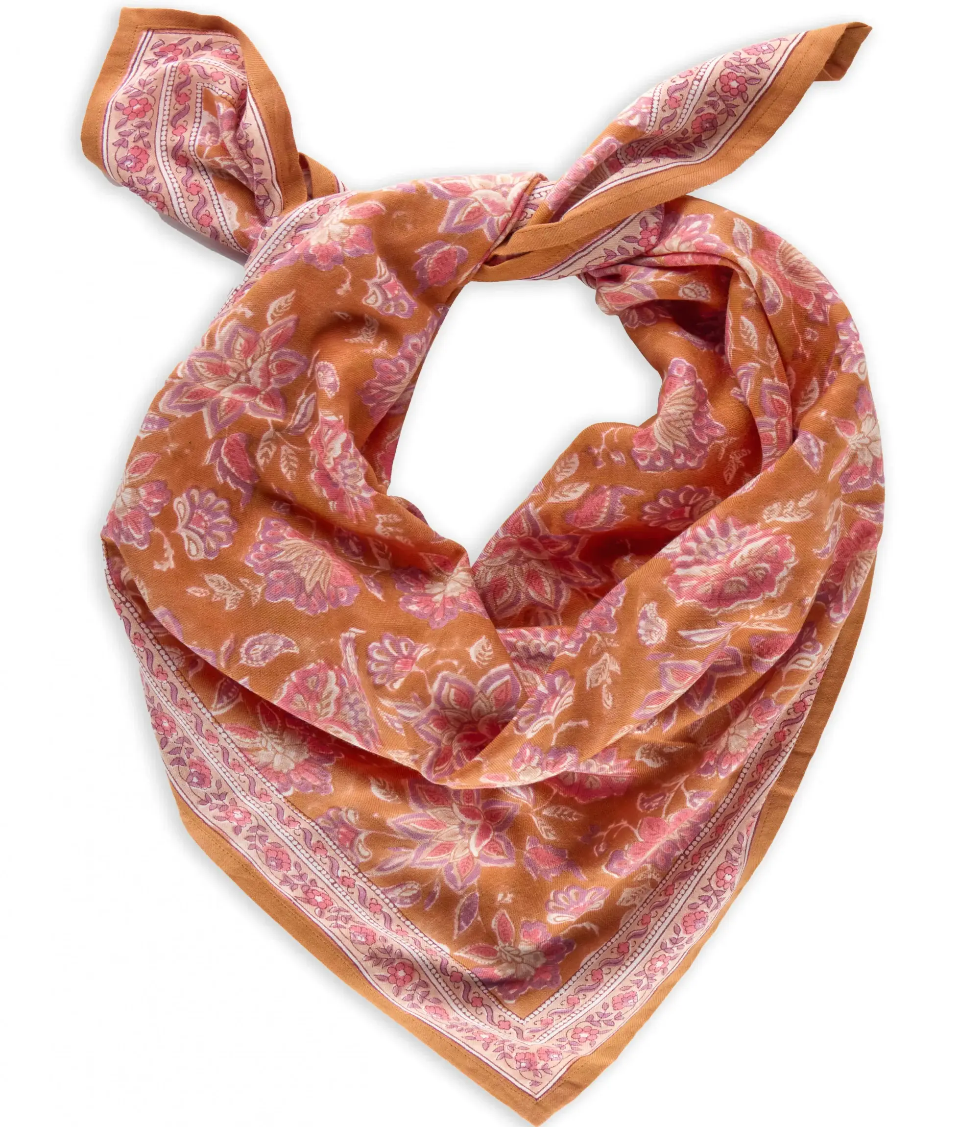Bindi Atelier - Wholesale Head Scarf - Women's - Adult Scarf in Blockprint Cotton - Matira Praline0