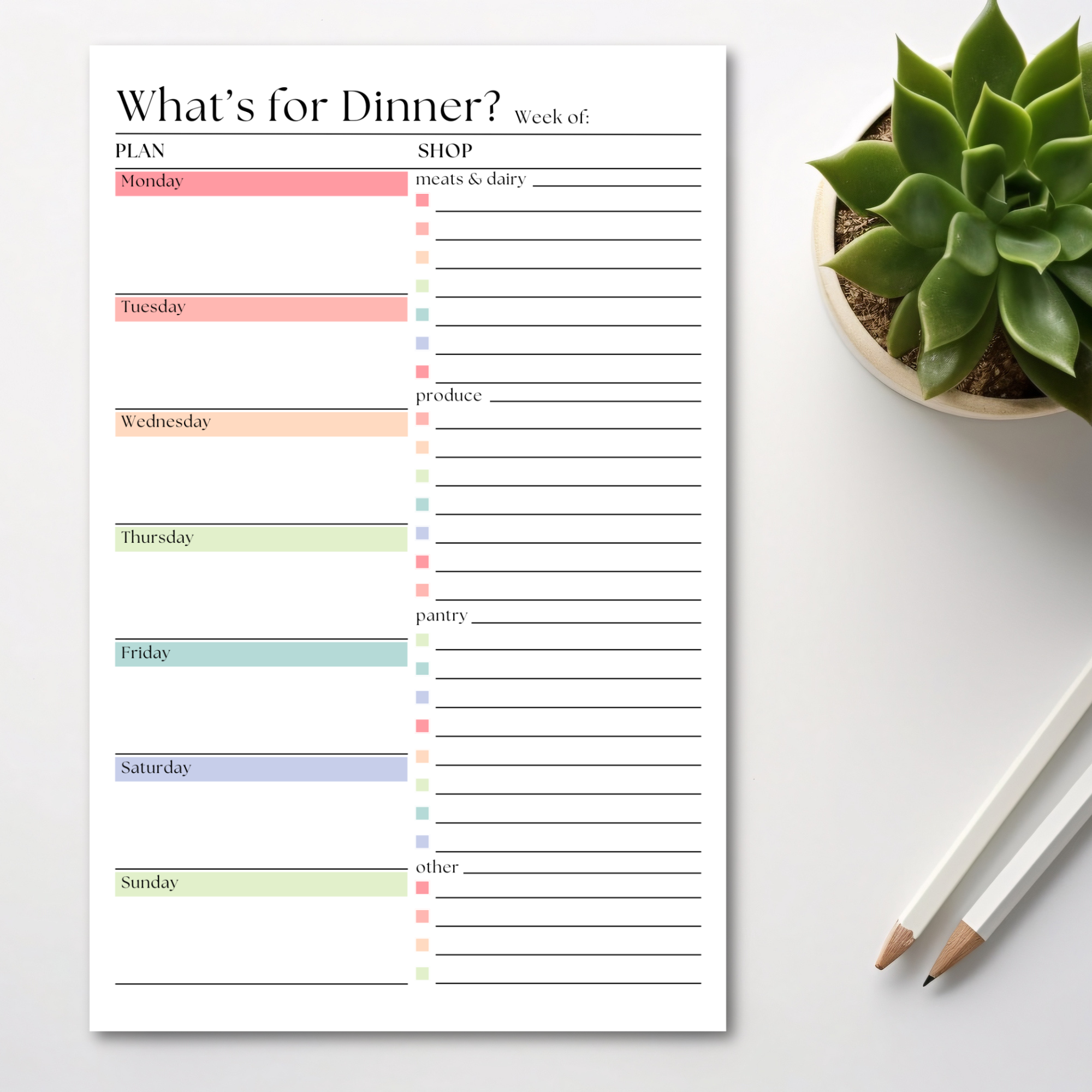 Eleventh and Taylor - Wholesale Notepad - Weekly Meal Planner and Shopping List: 50-Page Notepad5