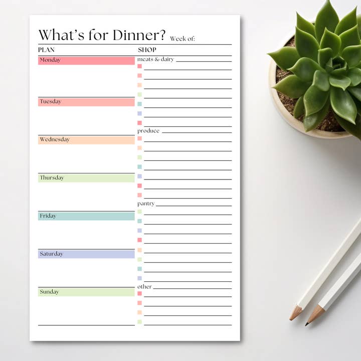 Eleventh and Taylor - Wholesale Notepad - Weekly Meal Planner and Shopping List: 50-Page Notepad5