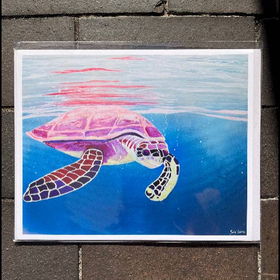 Stampa Tartaruga Viola - 20x25 cm per la vendita all'ingrosso da parte di Julie Gross Artist