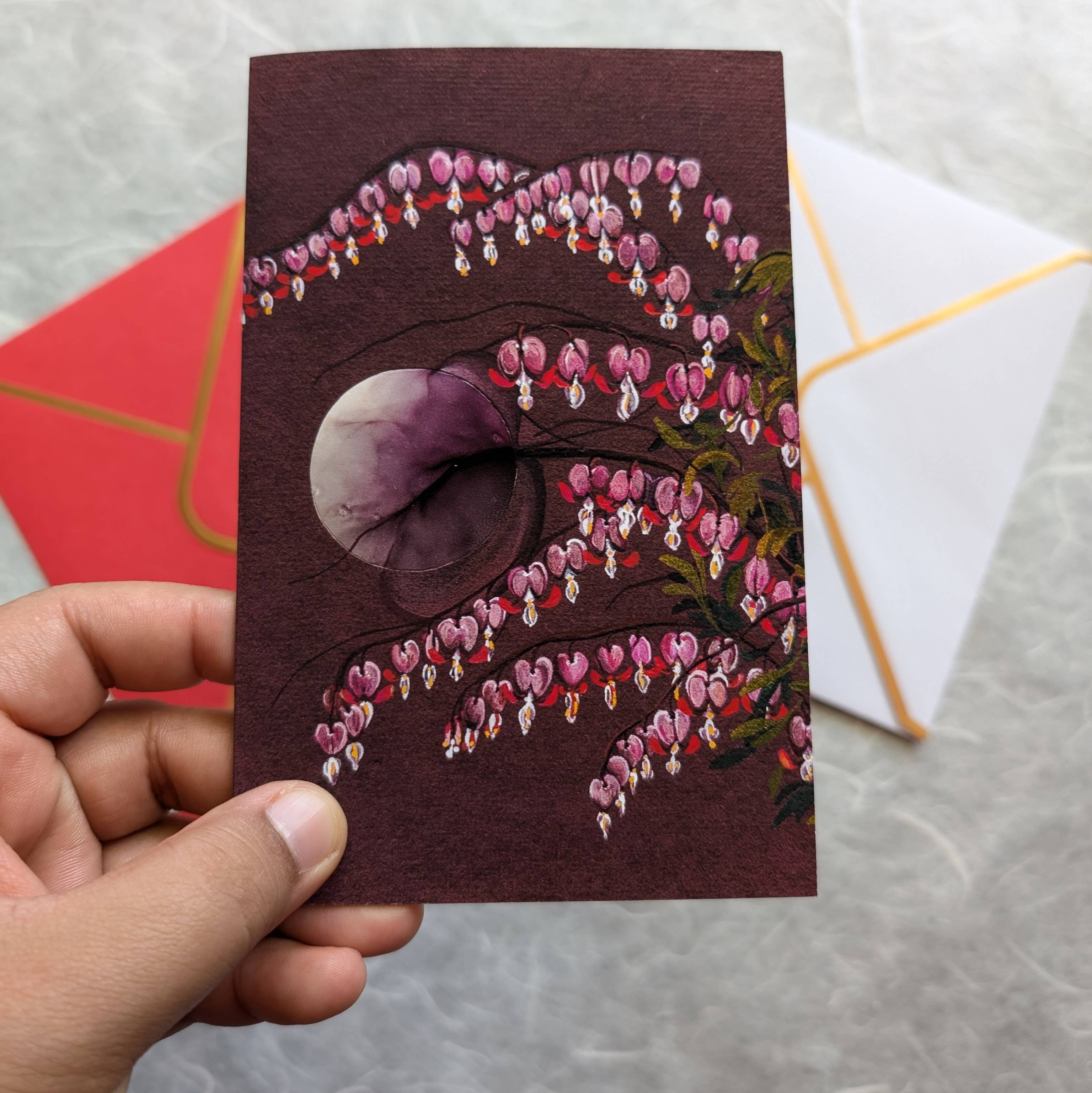 Mantis Shrimp Monocles - Wholesale Everyday Greeting Card - Glow of Bleeding Hearts Greeting Card2