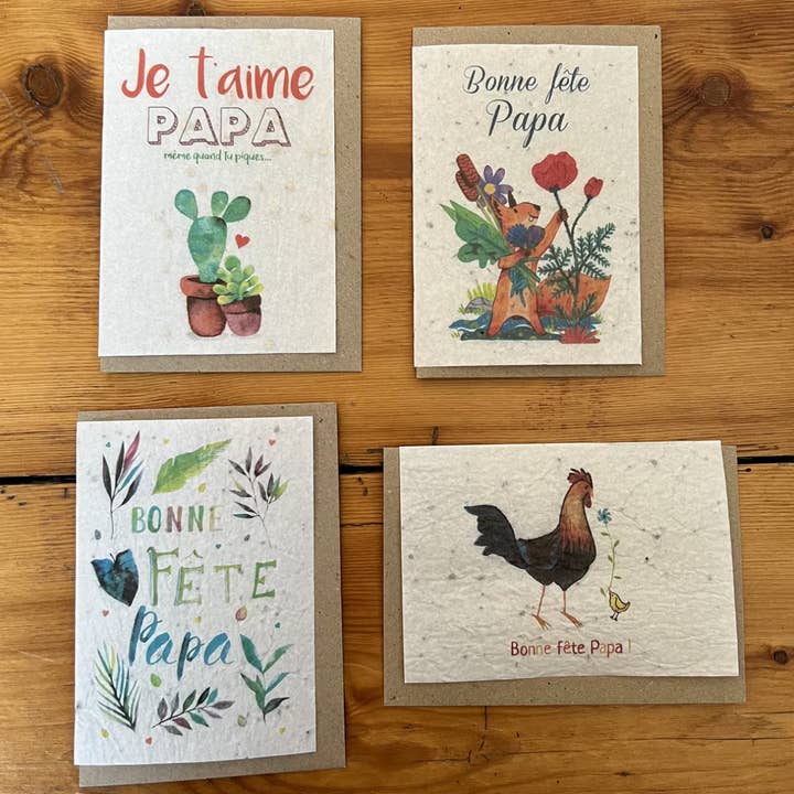 Les cartes de Lulu - Vendita all'ingrosso Biglietti per la Festa del Papà - Set di 3 x 4 biglietti «Festa del papà» con semi