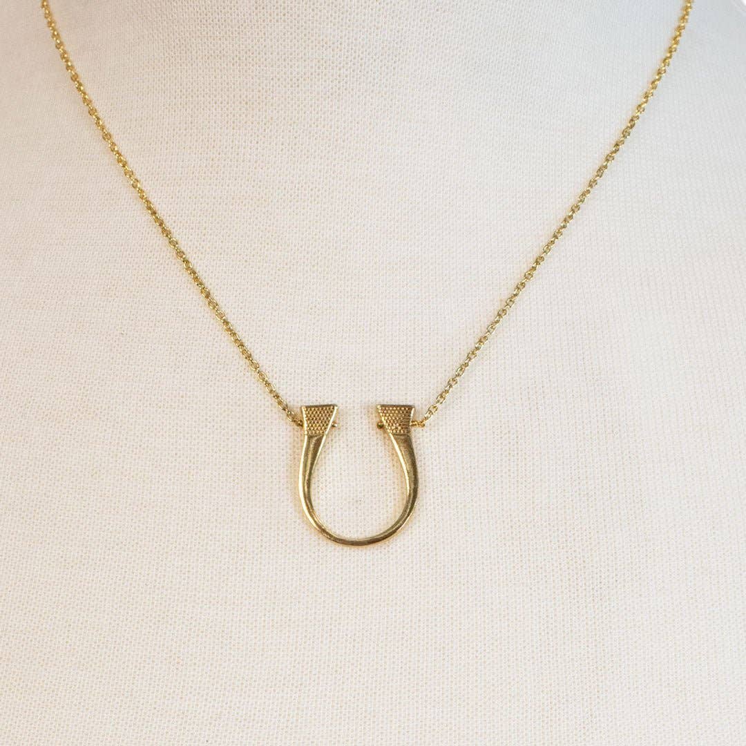 URBAN-EQUESTRIAN - Wholesale Pendant/Charm Necklace - Lucky Nail - Horseshoe Nail Equestrian Necklace in Gold2