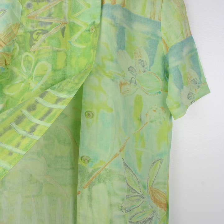 Sun's Out! - Wholesale Button Down Shirt - Women's - Vintage Short-Sleeve Button Up Blouse - Original Length19