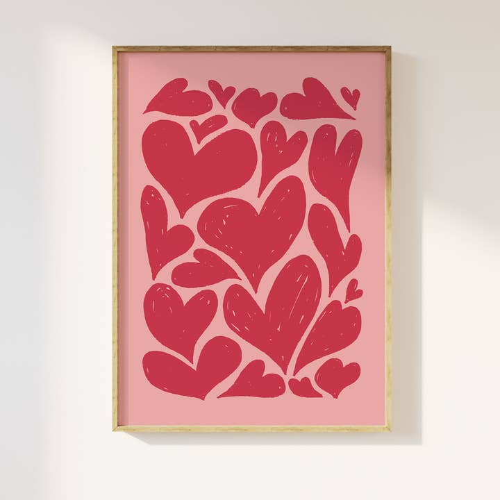 Impression de cœurs abstraits pour la vente par April Lane Art