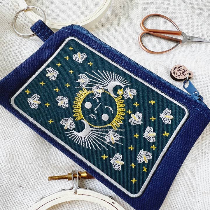 Rikrack - Wholesale Wallet - Women's - Moonglow embroidered zipper keyring pouch wallet
