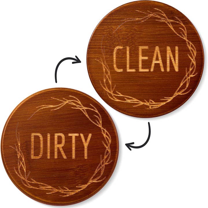 Cartel magnético redondo de bambú para lavavajillas TEYGA, color marrón envejecido para venta al por mayor de TEYGA