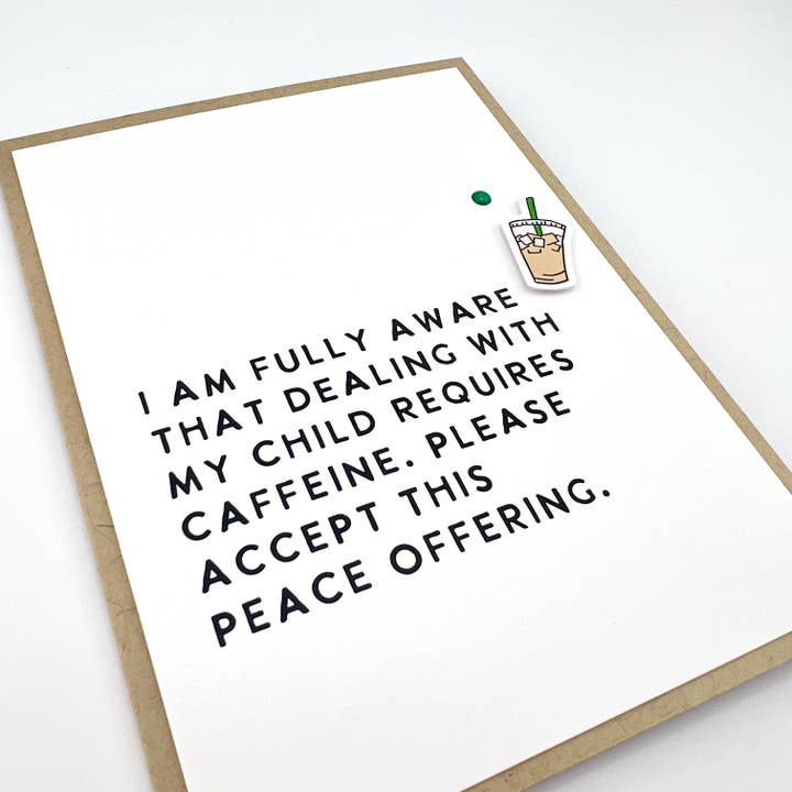 Teacher Coach Daycare Child Requires Caffeine funny card for wholesale by Muddy Mouth Cards