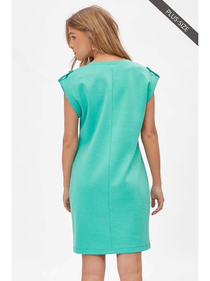 Dear Scarlett - Wholesale Dress - Women's - PLUS SIZE Cap Sleeve Scuba Modal A-Line Dress TRV-RETREATP