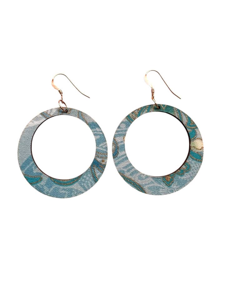 Turquoise Wood Hoop Earrings for wholesale by Comer Teng Studio