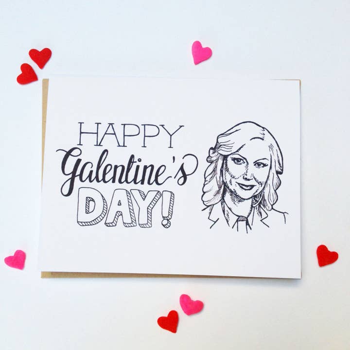Happy GALENTINES Day - Hand Lettered Greeting Card for wholesale by Henson Handmade