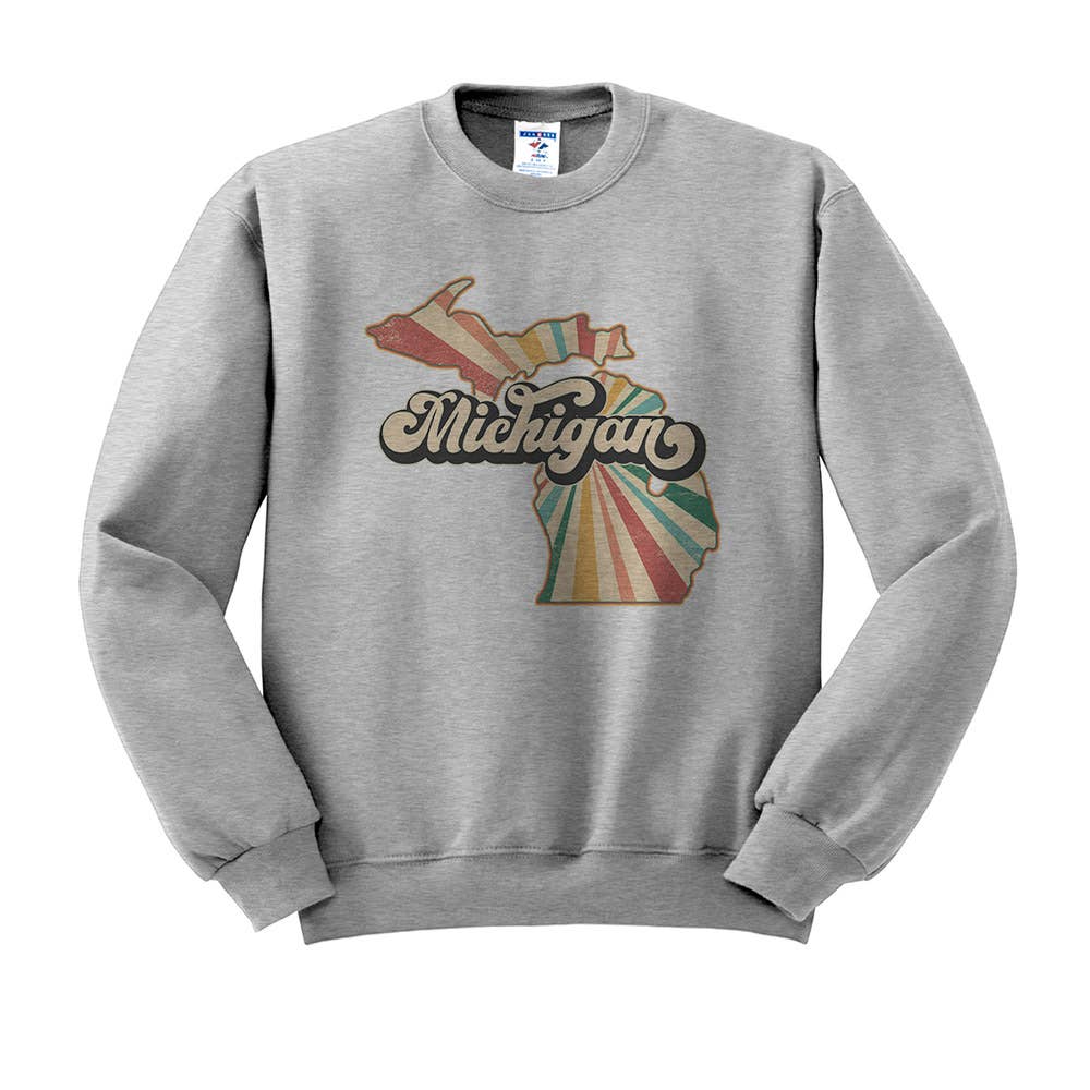 Lucky Luna Apparel - Wholesale Graphic Sweatshirt - Women's - Retro Michigan Crewneck Sweatshirt4
