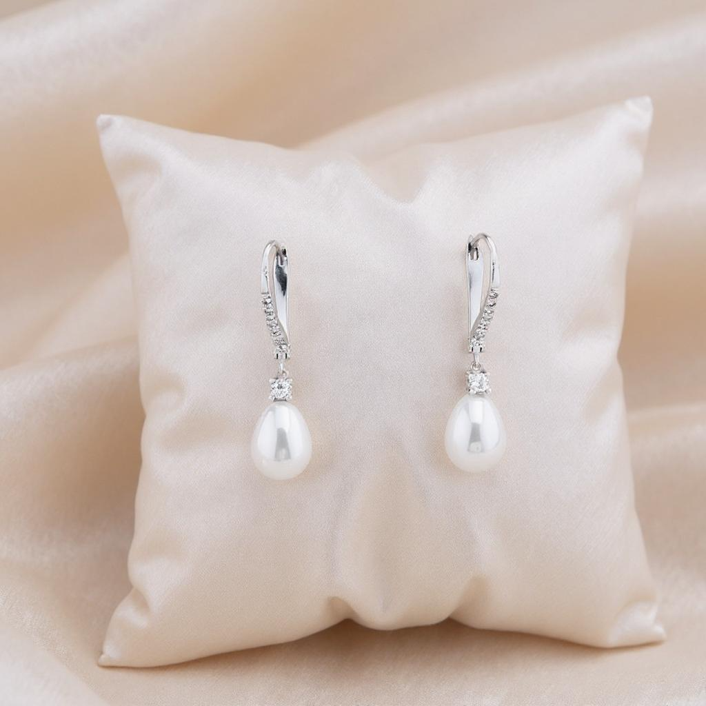 Athena Bridal Jewellery – wholesale Jewellery set – CZ COLLECTION - EXQUISITE FRESHWATER PEARL SET -CZNK219 SILV8