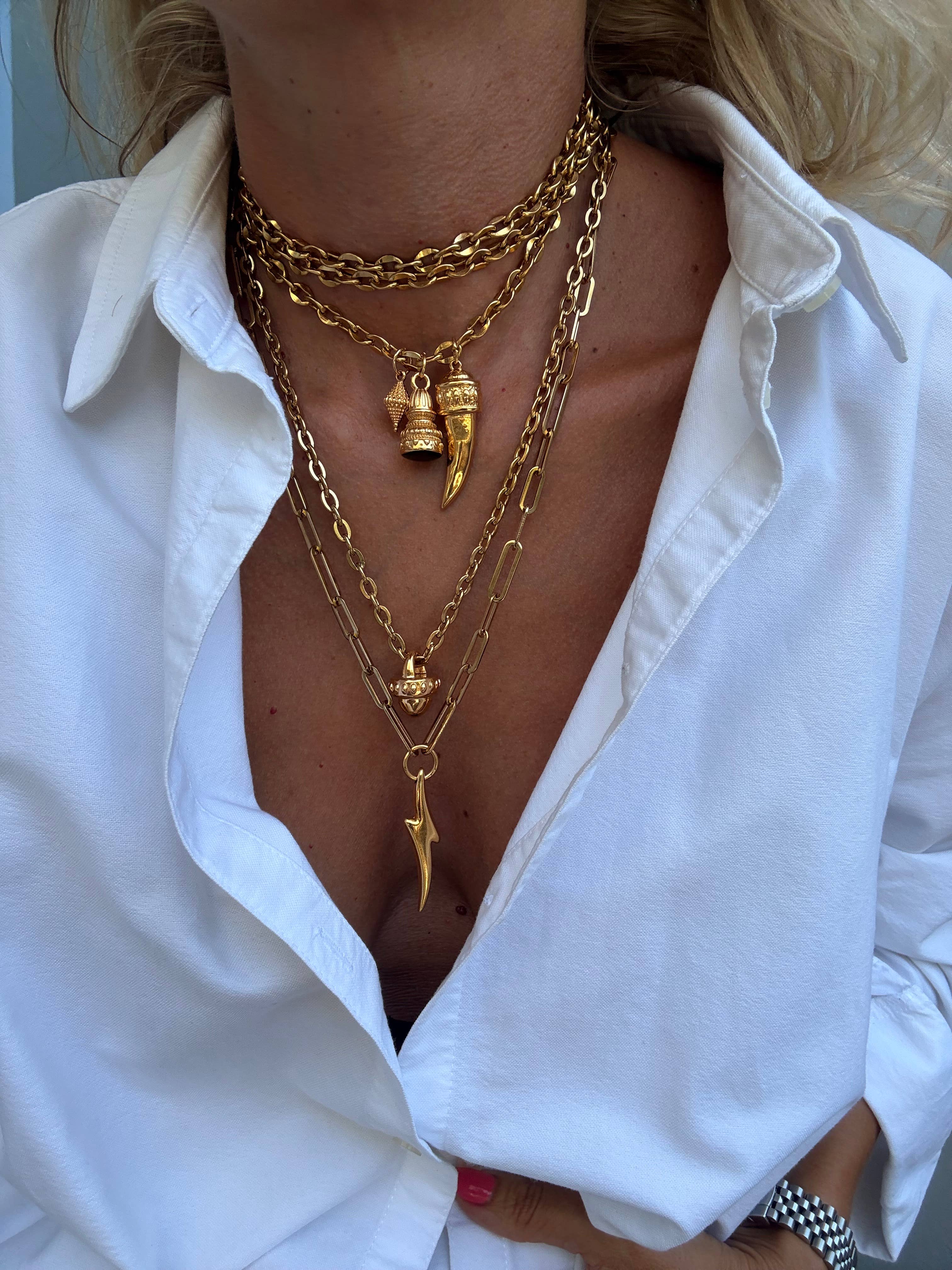 Goupi - Wholesale Pendant/Charm Necklace - Rock style Statement chunky chain Necklace Layer in gold4