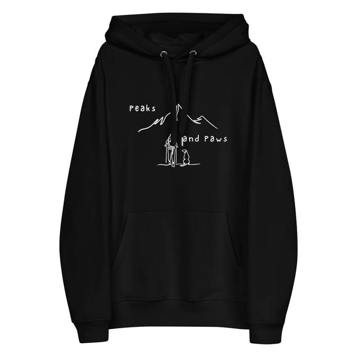 Peaks and Paws Premium eco hoodie - Black for wholesale by Wander Trails