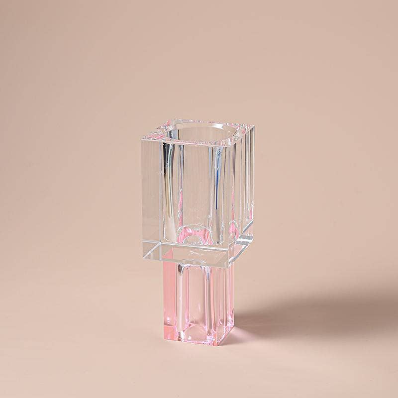 VIVIENCE – wholesale Vase – Crystal Square Vase with Colored Base10
