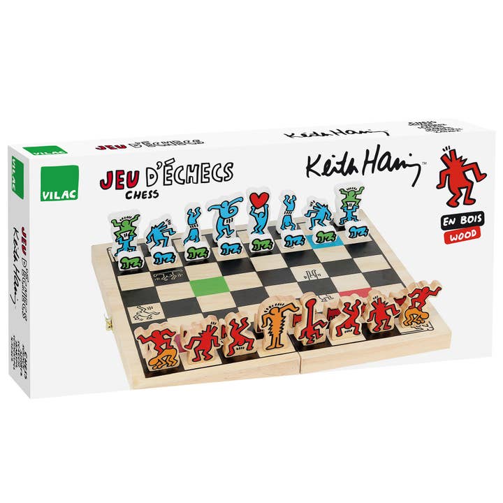 Hippychick – wholesale Board game – Vilac - Keith Haring Chess In A Wooden Box