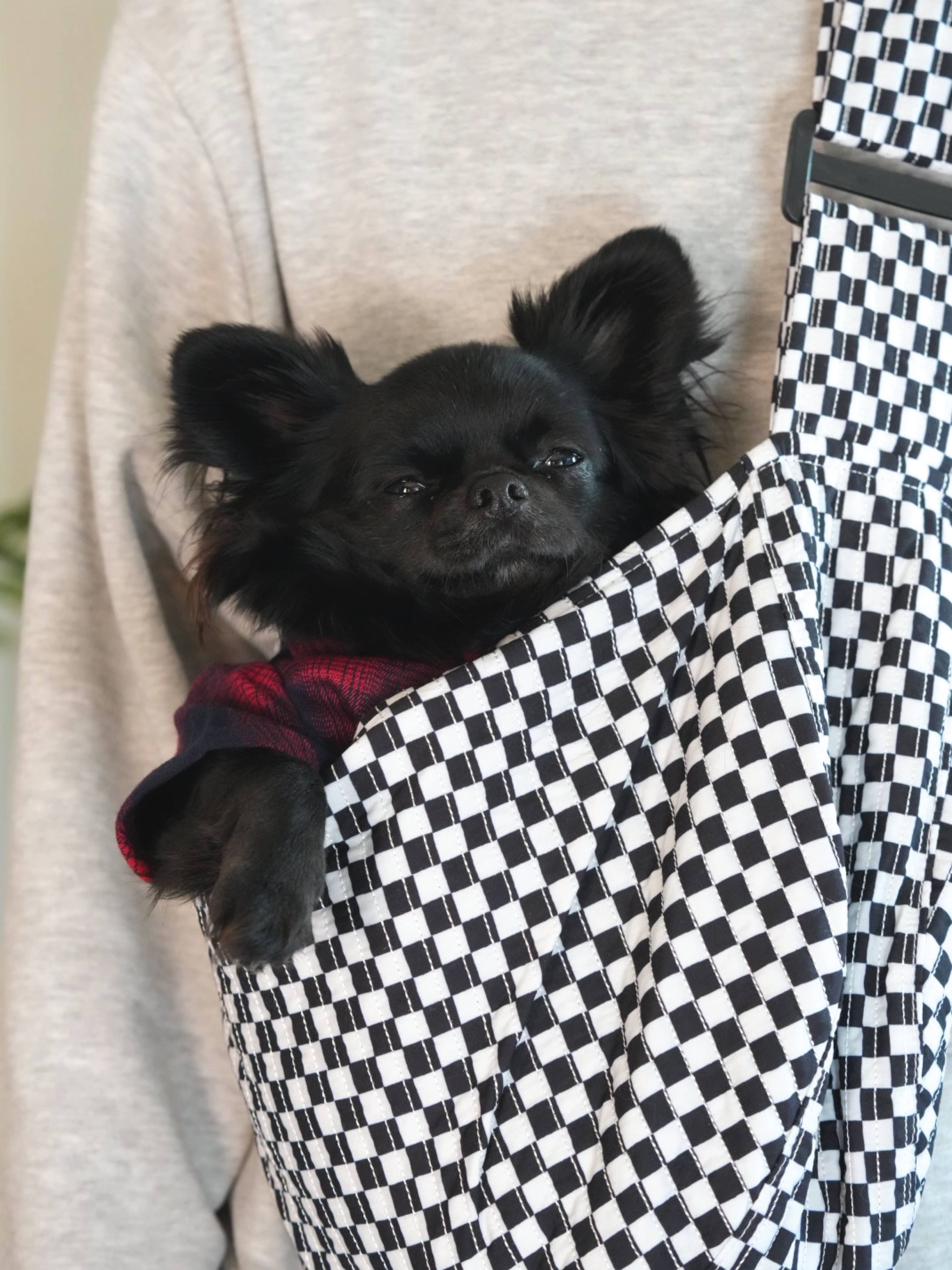 Black and White Pet Sling Carrier for wholesale on Faire