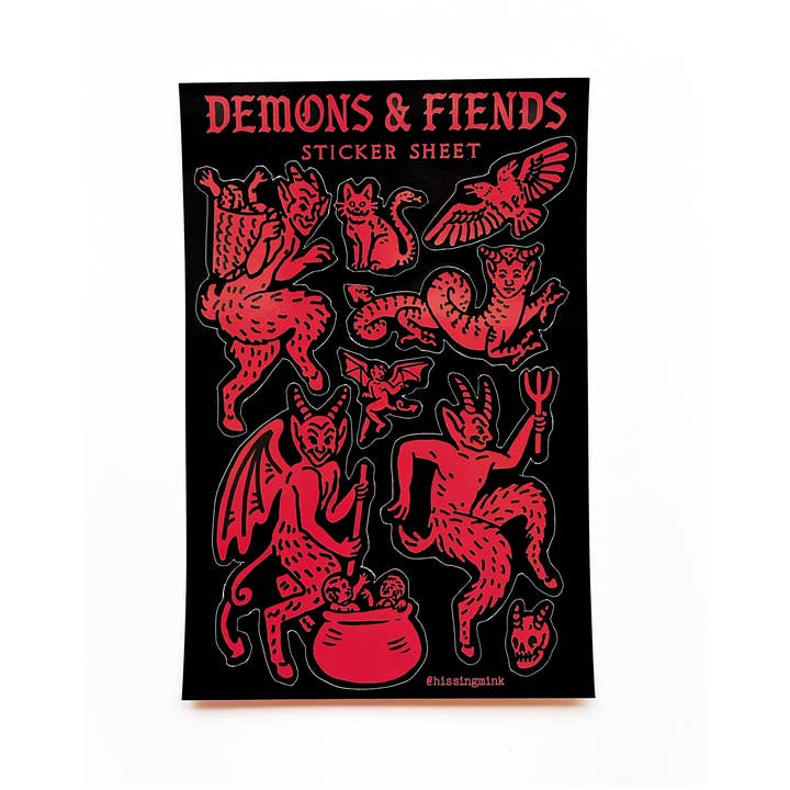 Demons Sticker Sheet for wholesale by Hissing Mink
