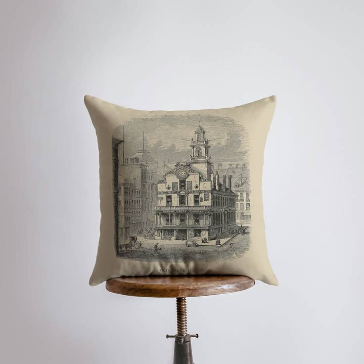 Vintage Buildings | Faneuil Hall | State House | Pillow Cover | Vintage | Farmhouse Decor | Home Decor | Throw Pillow | Room Decor | Gift for wholesale by UniikPillows