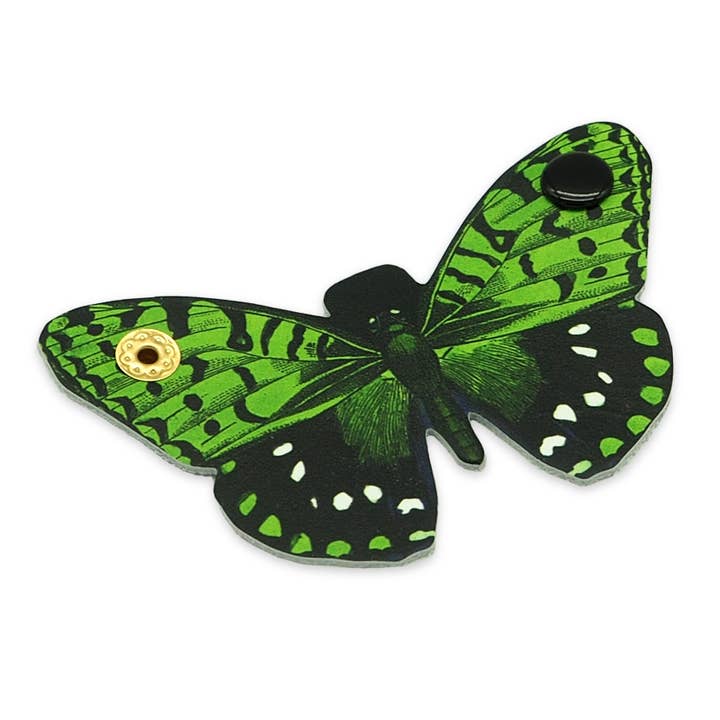 'Alkemest – wholesale Cord holder – Green Butterfly Cord Holder / Printed Leather Cable Tidy