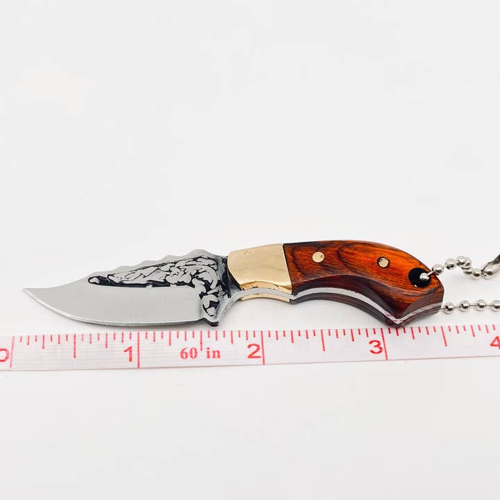 Mio Queena - Wholesale Pocket Knife/Holder - Wooden Handle Portable Mini Stainless Steel Embossed Knife