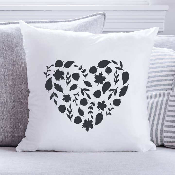 Fall Leaf Heart Throw Pillow for wholesale by Emma and the Bean