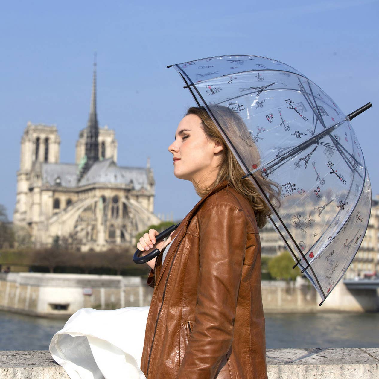 SMATI - Wholesale Umbrella – Women's - Long Transparent Umbrella Paris Symbols3