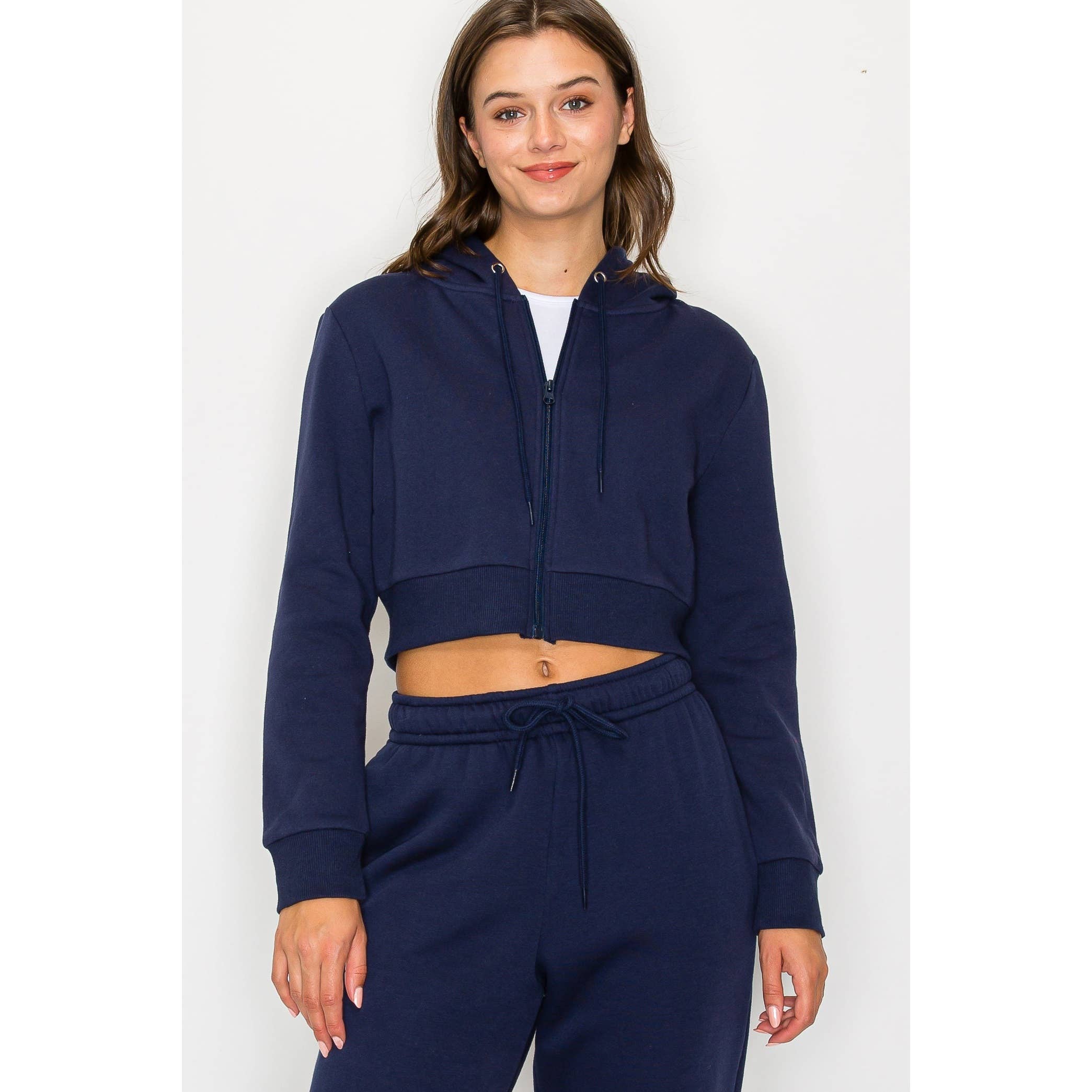 UP CLOTHING - Wholesale Hoodie - Women's - Cropped Fleece Zip Up Hoodie Jacket12