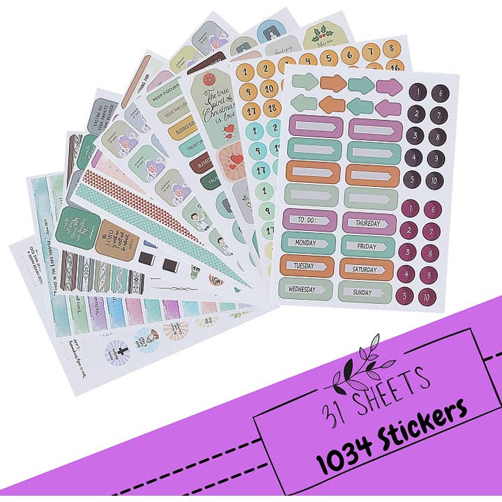 Mr. Pen - Wholesale Sticker - Mr. Pen- Christian Journaling Stickers, 31 Sheets, 1034 pcs