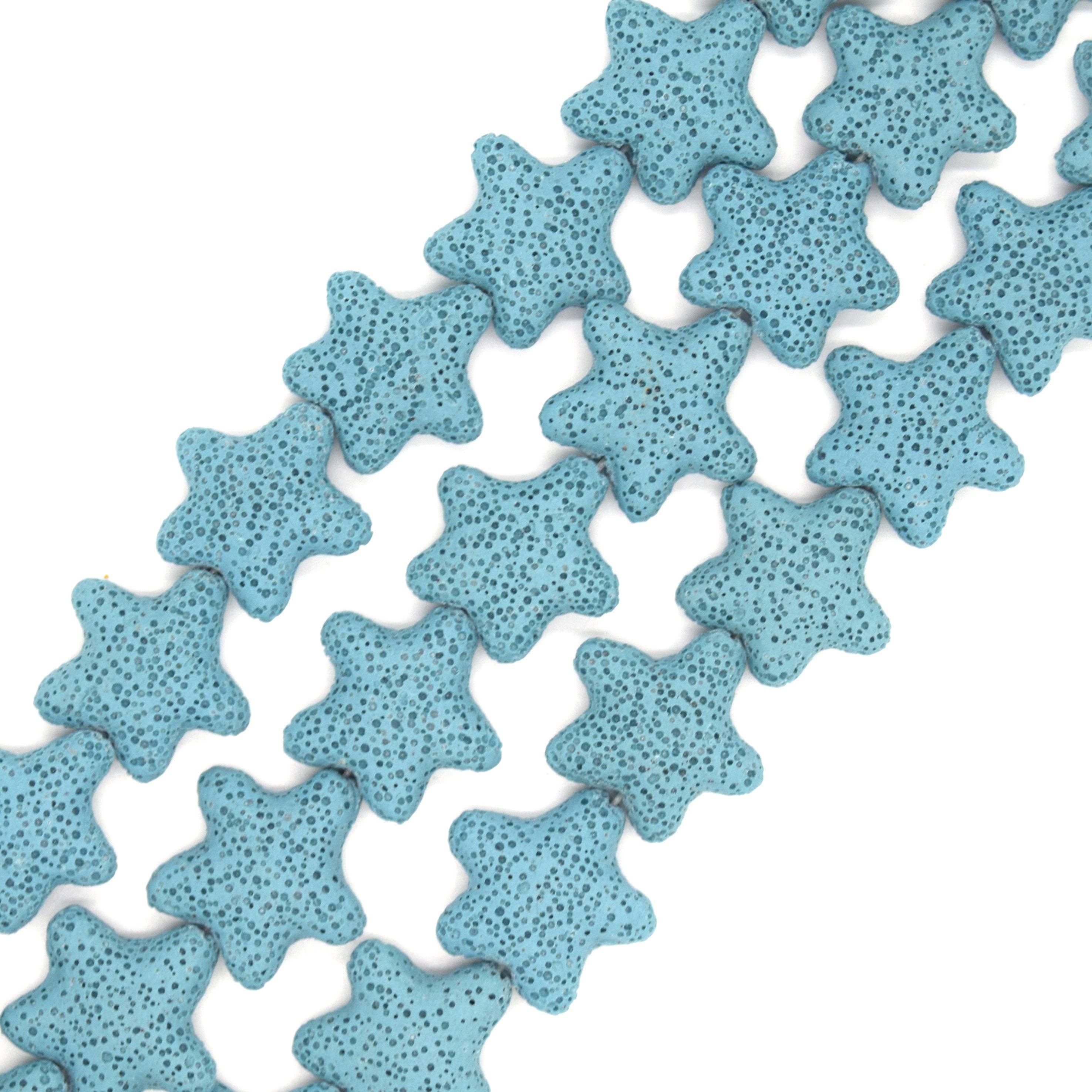 Only Beads - Wholesale Beads - Star Lava Beads | Natural Light Blue Lava Rock Beads - 22mm 27mm 42mm | Oil Diffuser Beads2