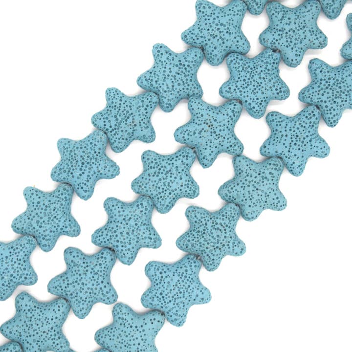 Only Beads - Wholesale Beads - Star Lava Beads | Natural Light Blue Lava Rock Beads - 22mm 27mm 42mm | Oil Diffuser Beads2