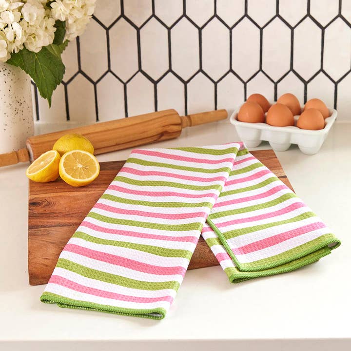 rockflowerpaper - Wholesale Tea Towel - WATERMELON STRIPE blu Kitchen Tea Towel