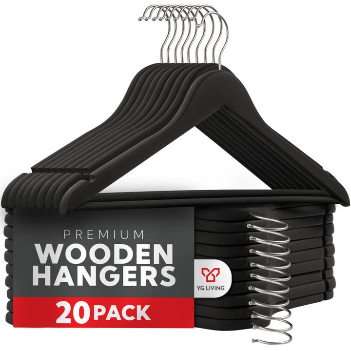 Black Wooden Hangers Clothes Coats Suits Jackets Closet Dorm for wholesale by YG Living