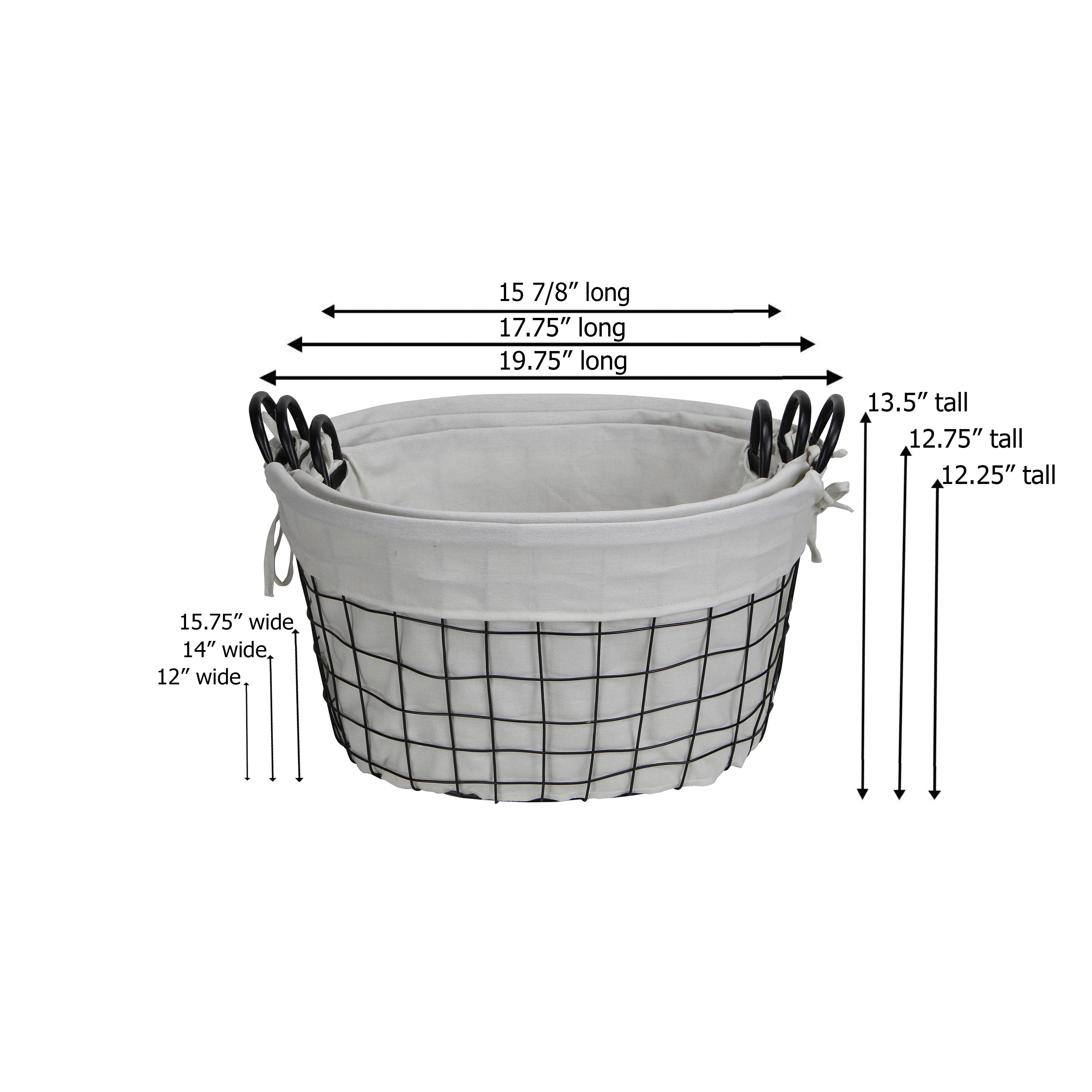 Cheungs Home Decor – Engroshandel Kurv – Esker Sæt med 3 foret metaltråd ovale kurve5