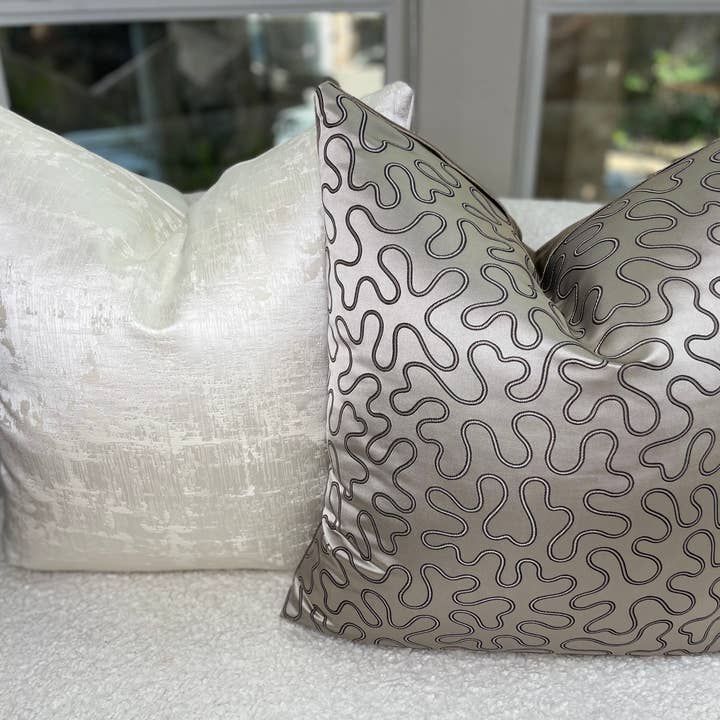 StyleUp - Wholesale Throw Pillow Cover - The Bradshaw Collection Greige Satin Woven 24” Pillow Case1