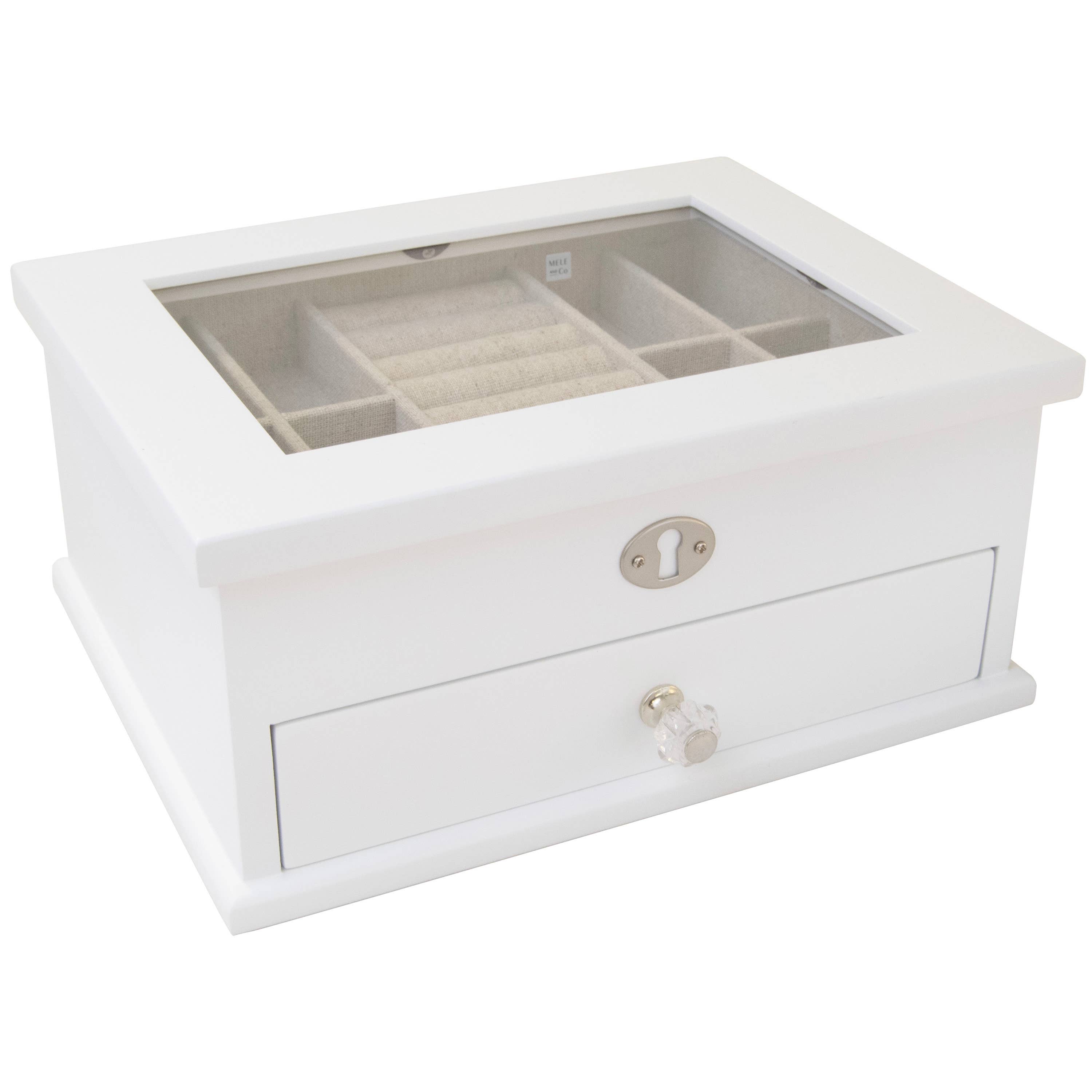 Mele and Co - Wholesale Jewelry Box/Organizer - Mele and Co Lili Glass Top Wooden Jewelry Box6
