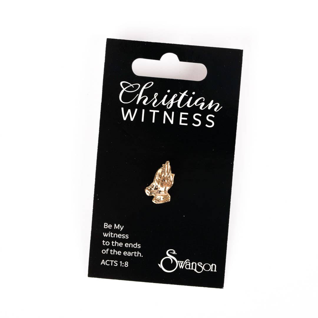 Swanson Christian Products - Wholesale Lapel Pin/Button - Lapel Pin Praying Hands Gold 11/16In Pk62
