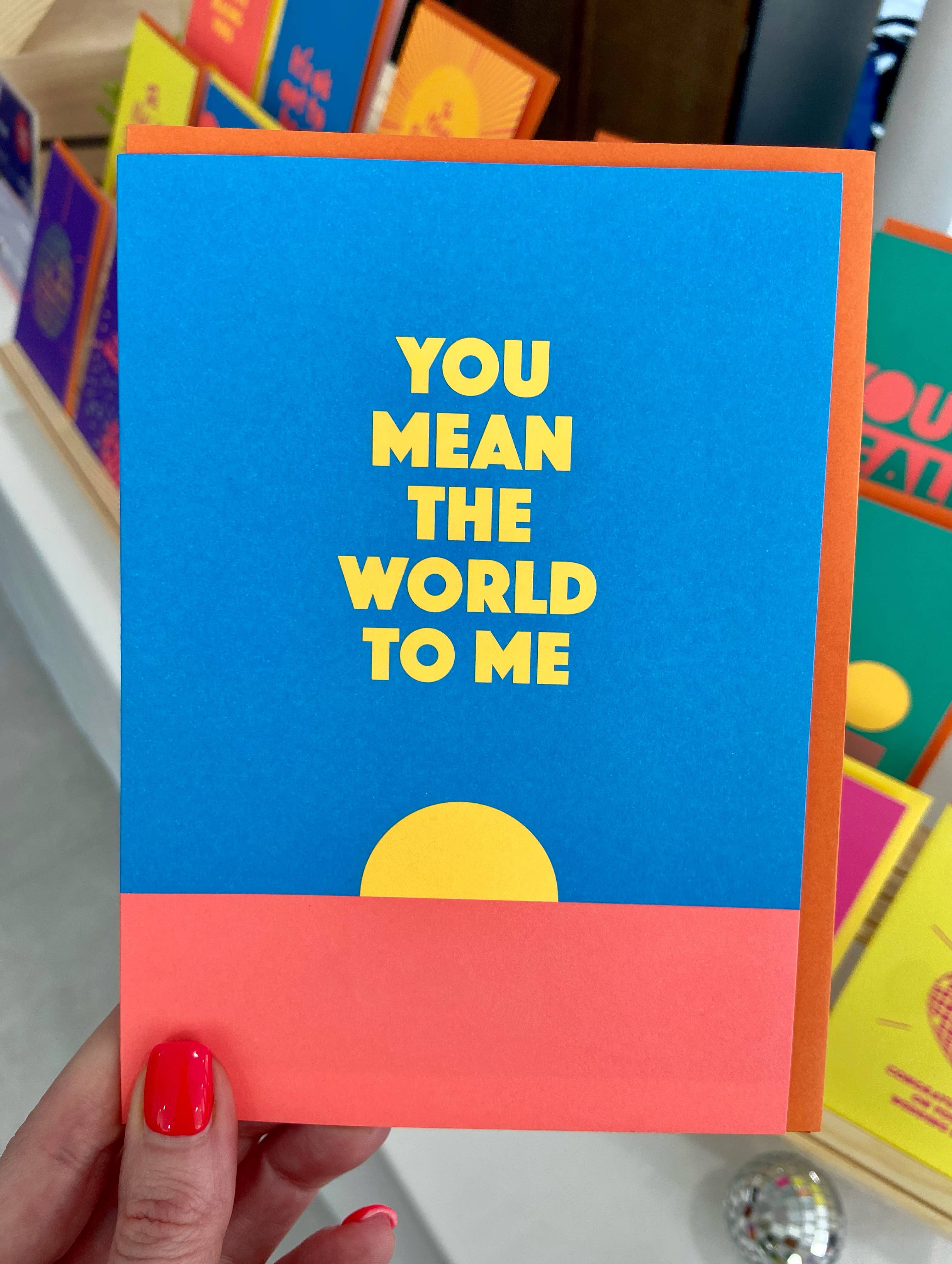 LoveLossDiscoballs – wholesale Love card – You Mean The World To Me | Heartfelt Bright Sunset Love Card2