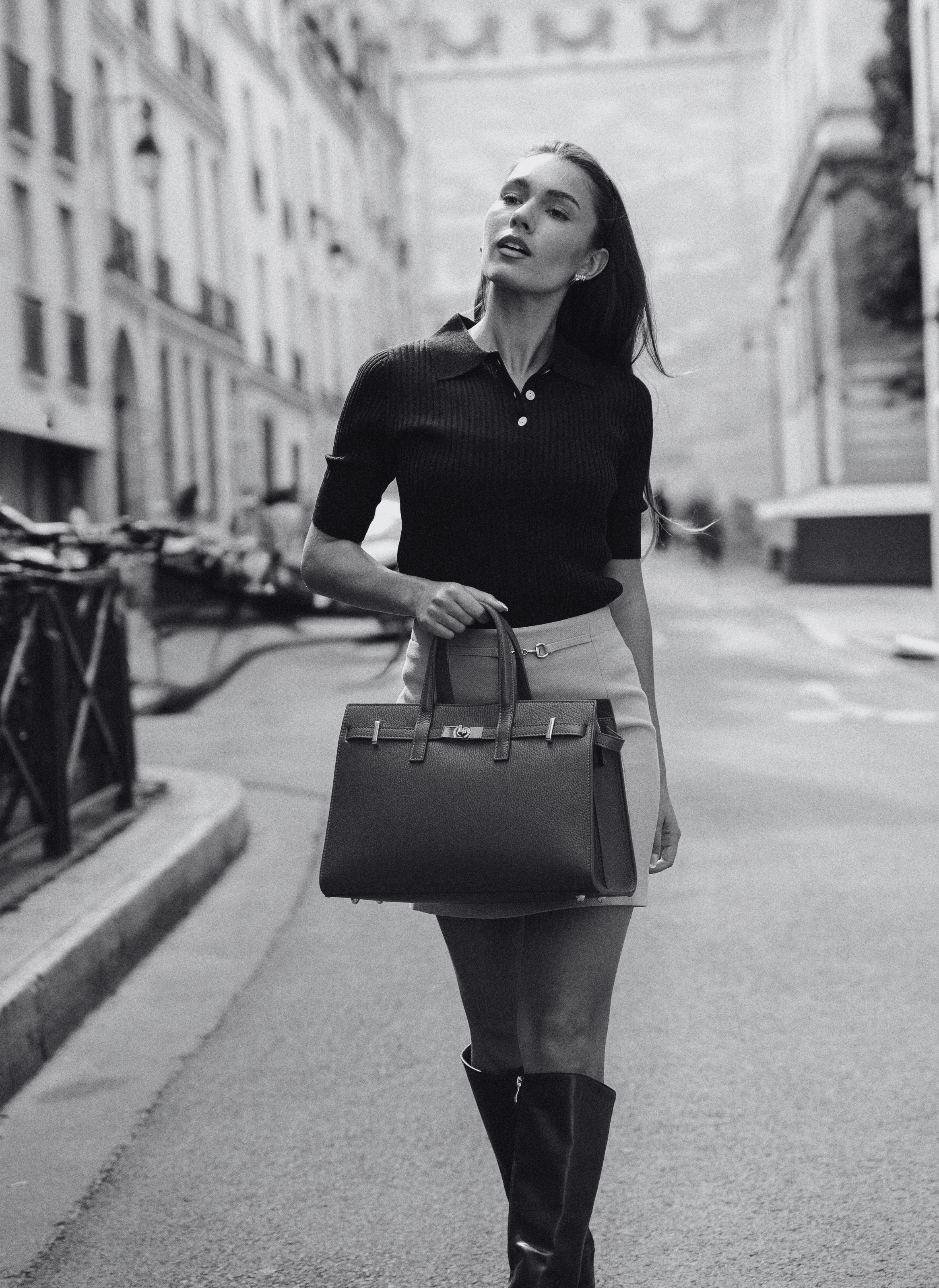 Voemièn - Wholesale Top Handle Bag - Women's - Sveva Bag in Black Togo Leather8