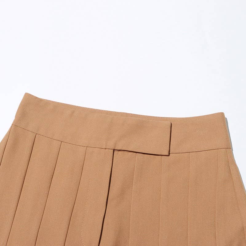 Khaki PT019 High-Waist Pleated Wide-Leg Pants - Summer Chic for wholesale on Faire8