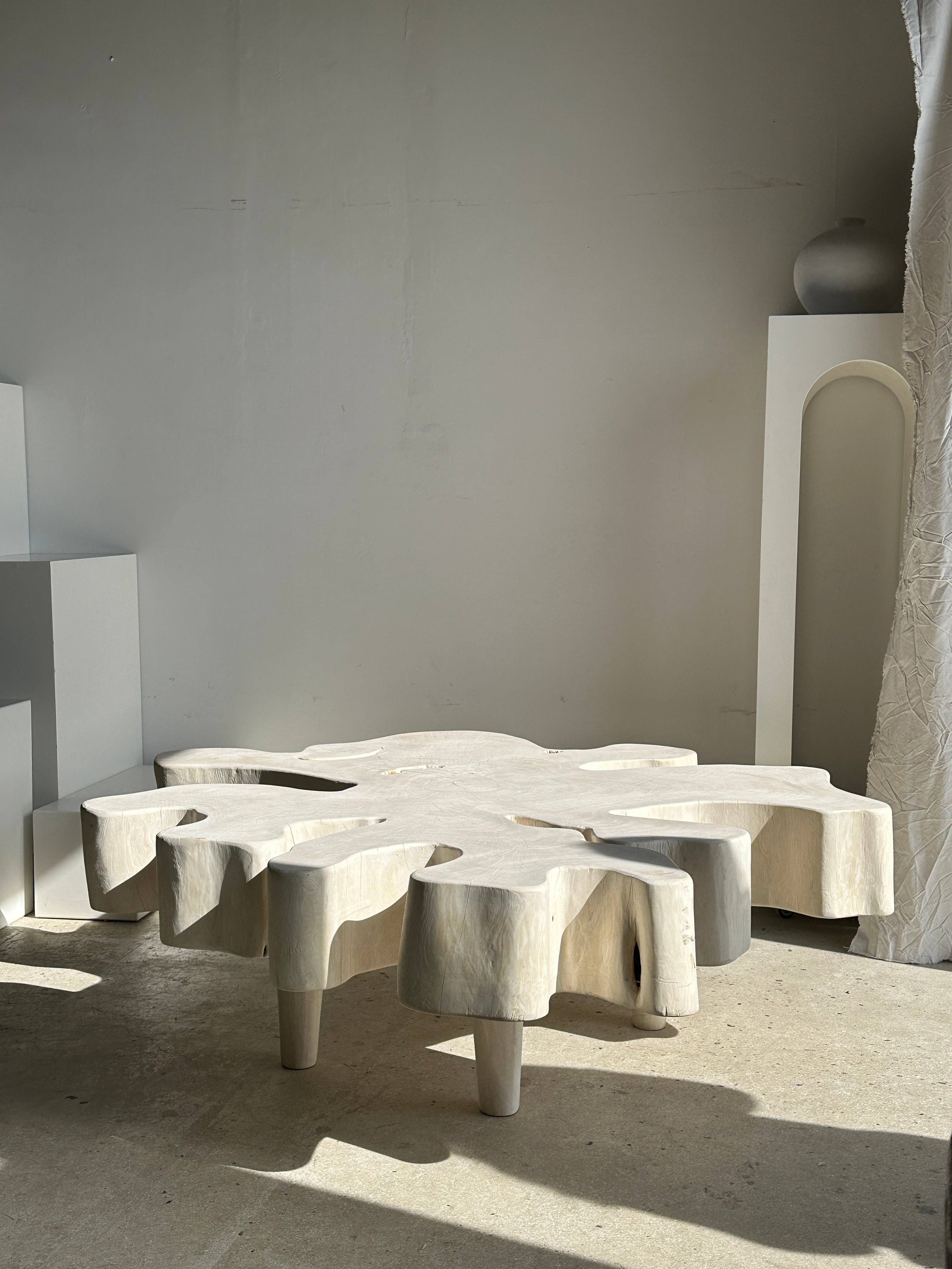 Office Objets - Wholesale Coffee Table - Very large coffee table in bleached mango wood with organic top D:140cm6