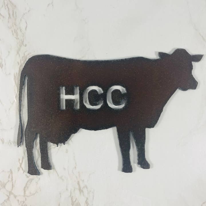 Magnet cow with namedrop rustic metal sign farm farmhouse for wholesale by Whimsies